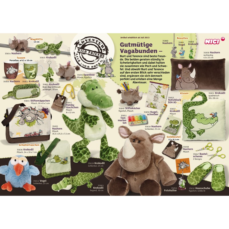 Nici 35844 Rhino Plush Pencil Case 20 x 8 cm