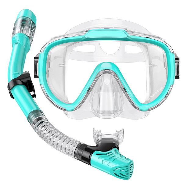 Seovediary Snorkel Set Adults Snorkeling Gear Anti-Fog Panoramic View Swim