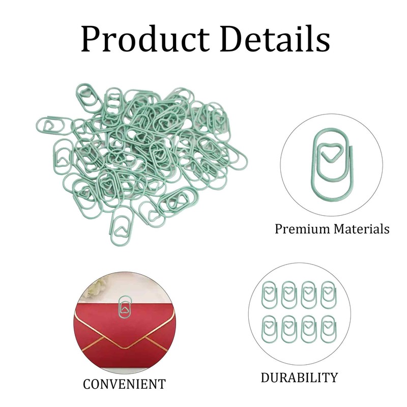 pson 100Pcs Heart Shaped Paper Clips, Cute Metal Mini Clips
