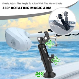 Adjustable Trolling Motor Mount Stabilizer, Anti-Vibration Shaft Bounce for Kayak and Boat, 360° Adjustable Fits 0.6 to 2 Inch Bars - Fishing Gear