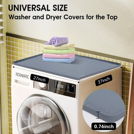 tjjsllhbe 2Pack Heavy-Duty Silicone Washer&Dryer Countertop Covers (27x27 Inch) Non-Slip, Leak-Proof Top Protector Mat for Laundry Room Essentials&Appliance Protection, Easy Clean (Modern Light Gray)