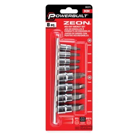 Powerbuilt 8 Piece Zeon Metric Hex Bit Socket Set - with use for Damaged Fasteners, Standard, Rusted, Rounded Bolts, Size from 3mm to 10mm - 642575