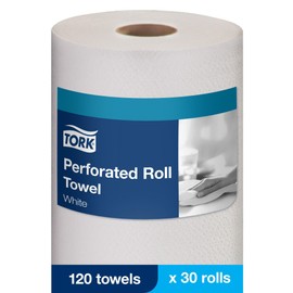 Tork Handi-Size Perforated Roll Towel White, Certified Compostable, 30 x 120 Towels, HB9201