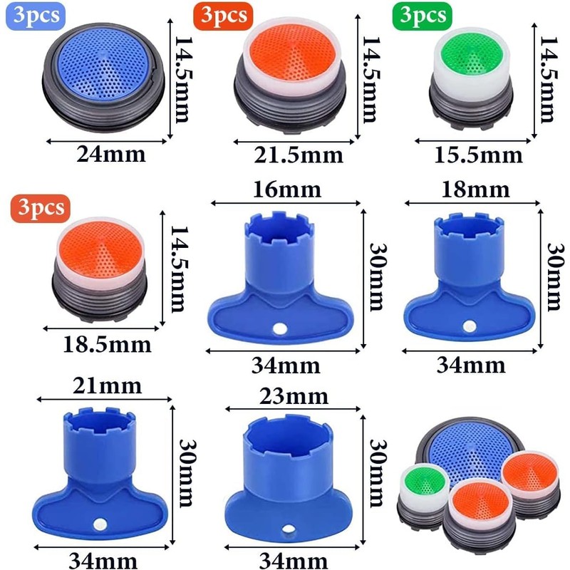 17pcs Faucet Aerators, Faucet Cache Aerators with Faucet Aerator Removal