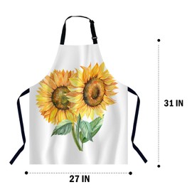 Xuwenz Sunflower Waterproof Apron Kitchen Chef Aprons Bibs for Grooming Cooking Baking Painting Gardening
