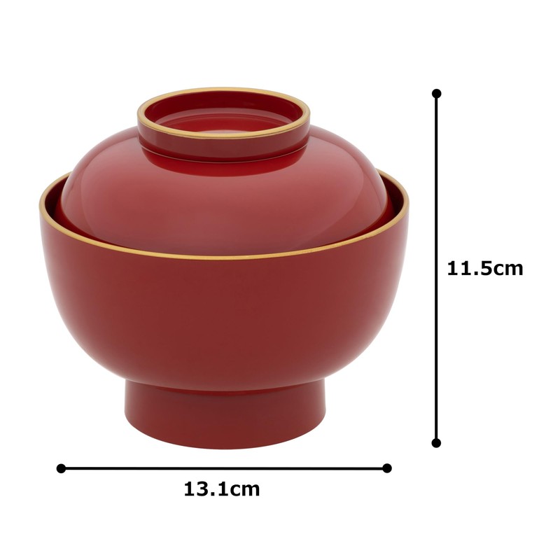 yam002 Yamanaka Lacquerware Zoni Bowl Soup Bowl with Lid, Large,