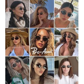 Pro Acme Hexagon Sunglasses for Women Men Vintage Retro Eyewear for UV400 Protection Shades Sun Glasses(Gold|Gray), Medium