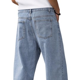 Lumiquintette Baggy Jeans for Men Y2K Streetwear Vintage Wide Leg Jeans Casual Loose Fit Denim Pants Hip Hop Skater Straight Leg Carpenter Jeans Light Blue