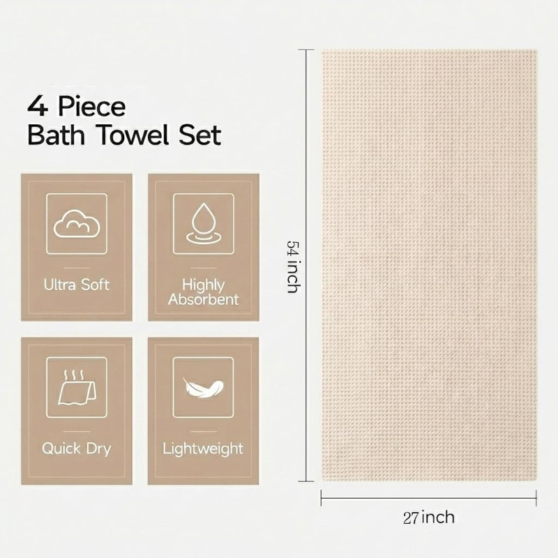 Yagle Mate 4 Pack Microfiber Bath Towels Set,Soft and Super