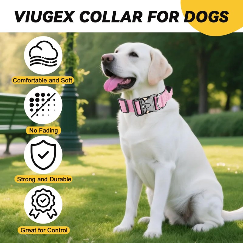 Tactical Dog Collar, Adjustable Heavy Duty Wide Thick Dog Collars