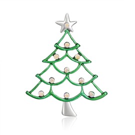 Austrian Crystals Green Enamel Christmas Tree Rhinestone Brooches for Women Girls Holiday Party Decorations Xmas Banquet Pin Jewellery Gift Accessory for Scarf Suit Daily Wear
