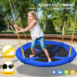 Trekassy 1000lbs 40" Saucer Tree Swing for Kids Adults with Heavy Duty Chains Plastic Coated, Textilene Wear-Resistant and 2pcs 10ft Tree Hanging Straps