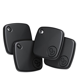 Air Tag (Black) 4-Pack, Bluetooth Tracker Work with Apple Find My (iOS Only), Key Finder and Item Locator Smart Tag with Key Ring/Lanyard, Tracker Tag for Keys/Luggage/Wallet, Replaceable Battery