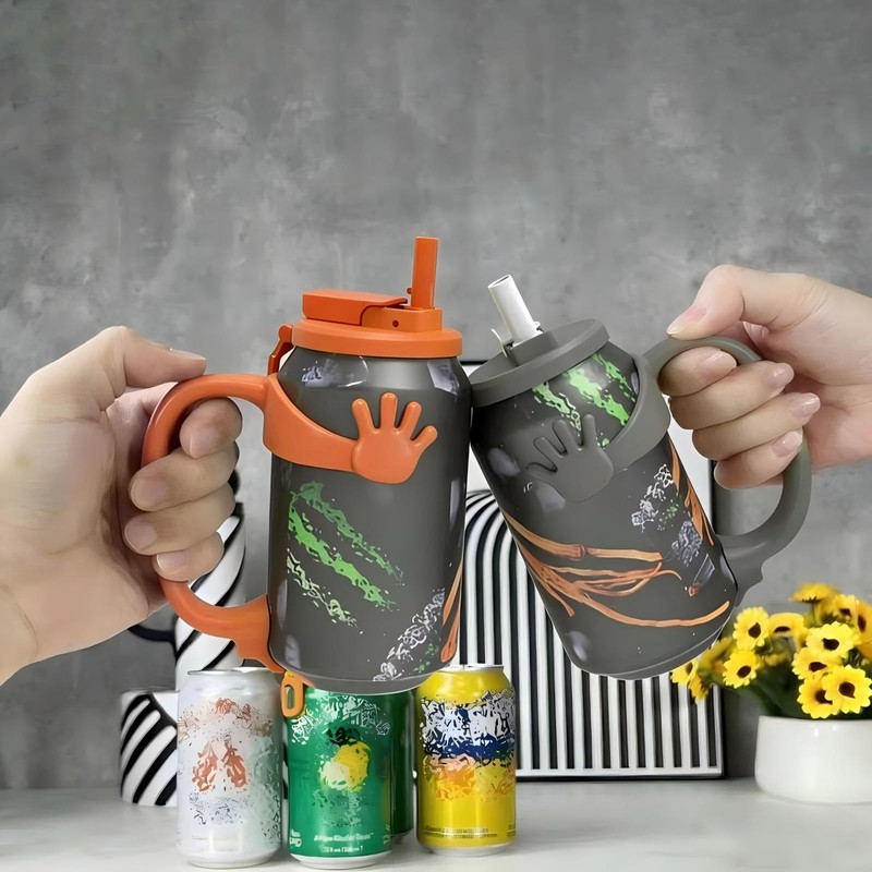 Soda Can Holder Set of 2, Gray & Orange, 12-Oz