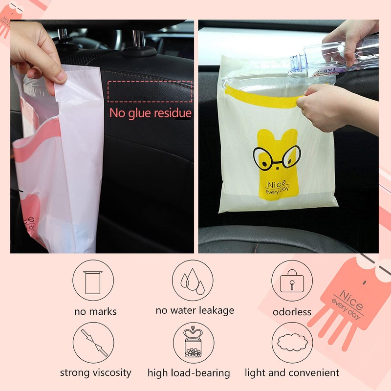 72pcs Car Trash Bags Easy Stick-On Disposable Portable Car Garbage