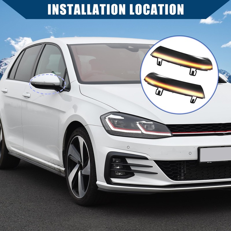 Hihaha Side Mirror Turn Signal Indicator Dynamic Sequential LED Light/Front