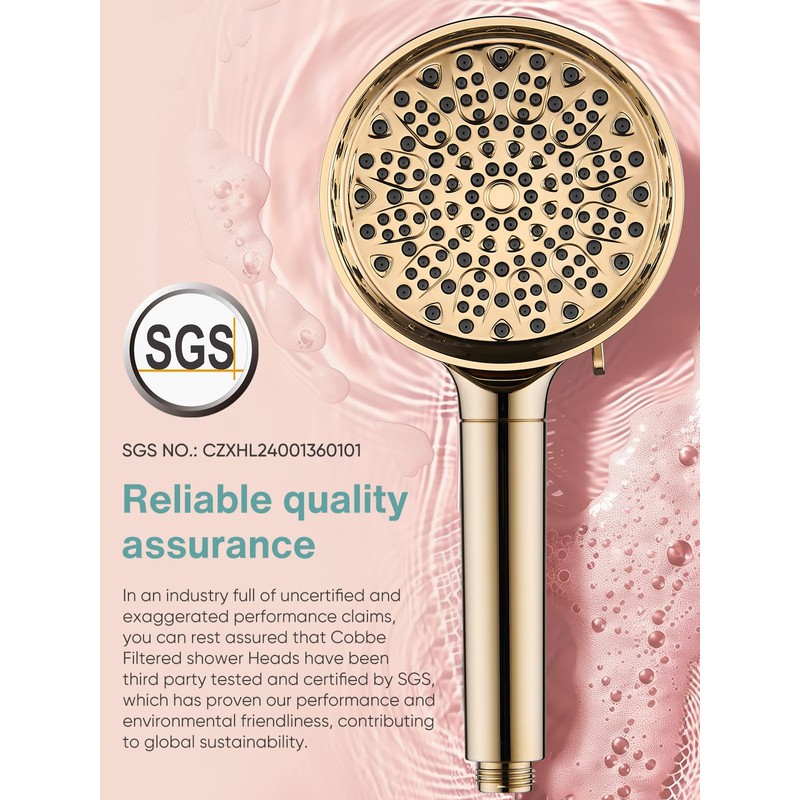 Cobbe Filtered Shower Head with Handheld, High Pressure 6 Spray