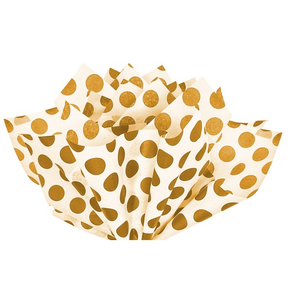 Flexicore Packaging Gold Polka Dot Gift Wrap Tissue Paper Size: 20 Inch X 30 Inch | Count: 24 Sheets | Color: Gold Polka Dot