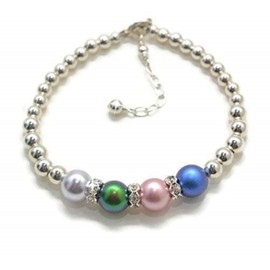 Birthstone Bracelet Sterling Silver Up to 11 Birthstones Christmas Gift for Women Mom Grandma Bracelet Family Birthstone Jewelry