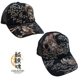 Karakura Tamashii 252854 Men's Japanese Pattern, Cap, Hat, Full Embroidery, Wind Thunder Dragon, 20 dragon, Free size