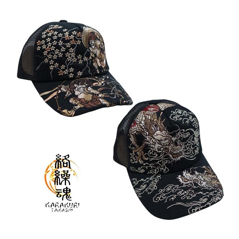 Karakura Tamashii 252854 Men's Japanese Pattern, Cap, Hat, Full Embroidery,