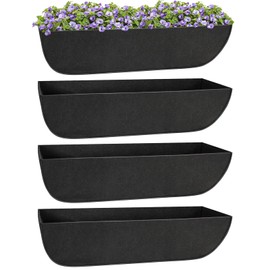 Riare 4 Pack 30 Inch Black Fabric Window Box Liners- Felt Square Trough Planter Basket Liners Replacement, Non-Woven Hanging Flower Plant Box Liner for Outdoor Plants Garden Fence- Avoid Birds Nesting
