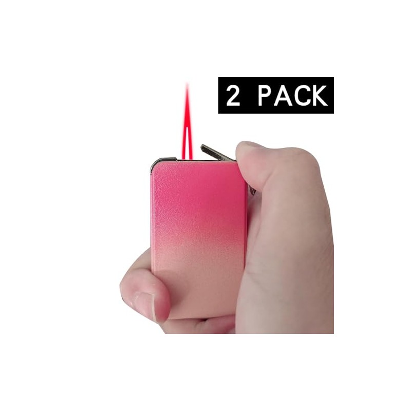 SPIDHYOY 2 Pack Pink Yellow Metal Torch Lighter Cool,Jet Flame