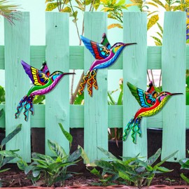 SUNNEKO 3 Pieces Metal Hummingbird Wall Decoration Wall Decoration Hummingbird Garden Decoration Living Room Garden Decoration Wall Decoration Sculpture Statues Home Decorations