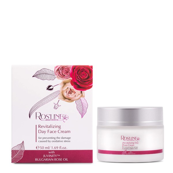 Ros'Line Day Cream Moisturiser for the Face, Face Cream for Sensitive and Dry Skin, Hydrating with Rose Water, Rose Oil and Argan Oil, 50 ml
