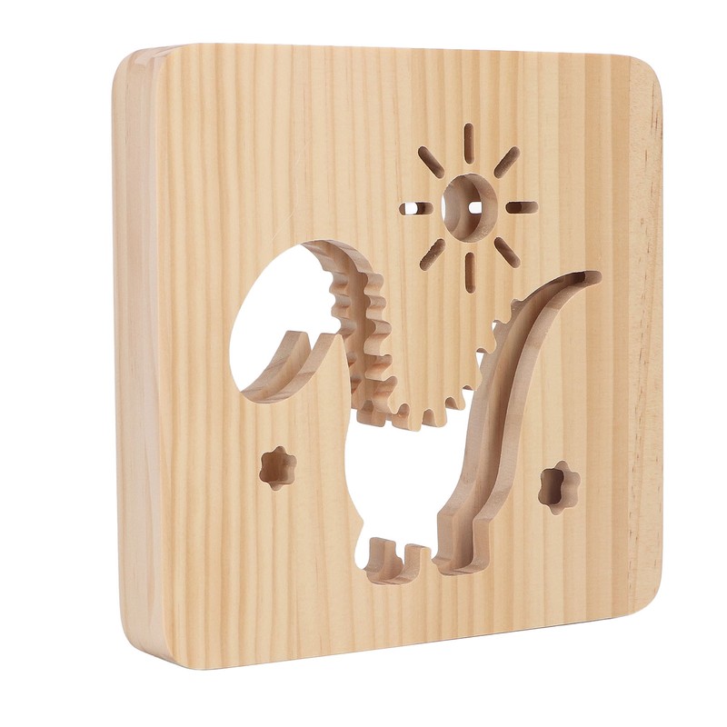 Wood Carving Lamp Dinosaur Hollow Pattern Warm White Light USB