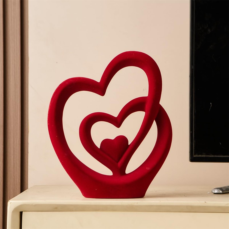 AWNR Red Heart Hands Sculpture,Small Shelf Decor,Tv Stand Decor Items