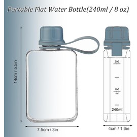 SHUNYUNG 1Pc Slim Square Travel Water Bottle, Flat Drink Cup Water Bottle, Tritan Transparent Flat Water Bottle, Tritan Transparent Flat Water Bottle, 240ml, Blue