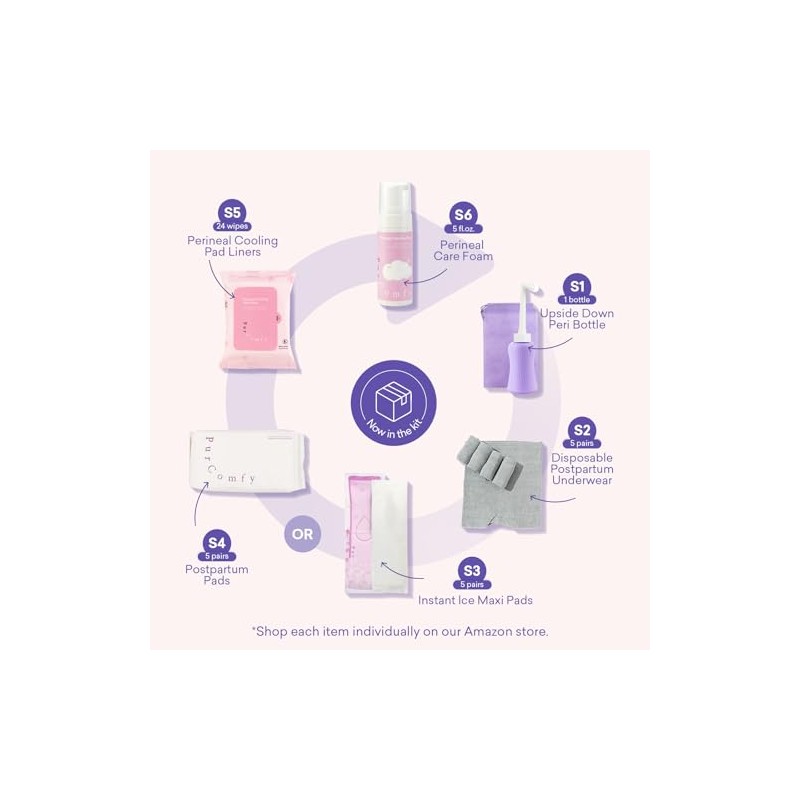 PurComfy 18 Pcs Postpartum Essentials Recovery Kit, Includes 5 Disposable