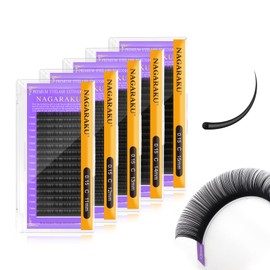 NAGARAKU 5 Trays Eyelash Extensions Supplies Classic 1:1 Lashes Individual Volume Lash Extensions Soft Single Natural Eyelashes Matte Black 16 Rows (0.15mm C Curl 11/12/13/14/15mm in 1 Pack)