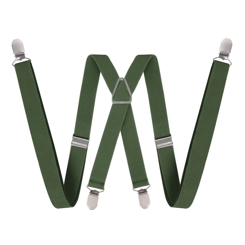 Alizeal Solid Skinny Braces X Shape for Men with 4