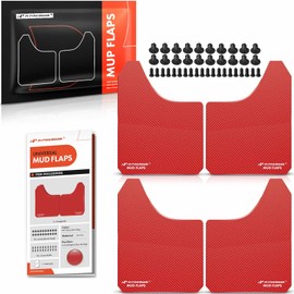 A-Premium Universal Mud Flaps, 4 Pack Splash Guards for Truck Car Pickup SUV, Front & Rear Upgraded Mud Guards Includes Mounting Hardware, Drilling Required, Red