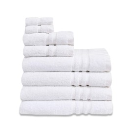 Hotel Bath Towel Set for AirBnB, Inns and Spas, Soft and Durable, 100% Cotton in White Patricia Set of 4 Bath Towels, 2 Hand Towels, 2 Washcloths
