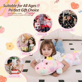 Tianmihou 40inch Gaint Dinosaur Plush Stuffed Animals, Soft Rainbow Dinosaur Stuffed Large Pillow Toy, Cute Dinosaur Plushies Gift for Kids Boys Girls Birthday Holiday