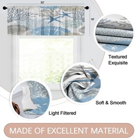 Emvency 2 Pack Valances Window Treatments, Nautical Coastal Starfish Seashell Blackout Drapes Adjustable Curtain for Windows Living Room Kitchen Over Sink, 18x52 Inch Rod Pocket Valances