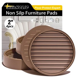 xxxHOLIC Non Slip Furniture Pads, 2" Brown Round Rubber Furniture Cups (Set of 4), No Adhesive Furniture Leg Cups for Chairs & Tables, Anti Slide Floor Protectors for Hardwood Floors