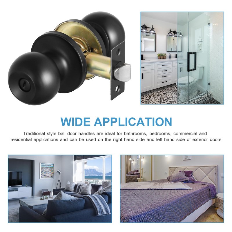 Coolty Privacy Door Knobs Keyless Lock Set Round Door Handle