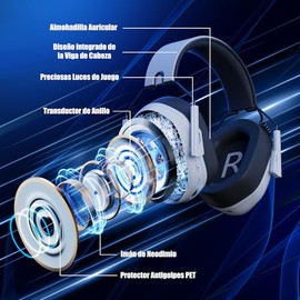 OMIRE RB-C9-W Audifonos Inalambricos Gamer, 2.4 GHz Audifonos Gamer con Sonido Envolvente 7.1, Bluetooth 5.3, Micrfono con Cancelacin de Ruido ENC... 