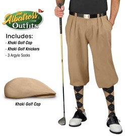 Golf Knickers Mens Albatross Golf Outfit - Khaki - Golf Cap, 3 Argyle Socks - Size 38