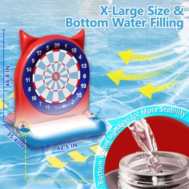 47 Inch Large Inflatable Dart Board Pool Toys with 12 Balls Swimming Pool Floats Water Game for Teens Adults Pool Backyard Beach Outdoor Summer Water Toys Gift for Kids Ages 3-12 Boys Girls, Red