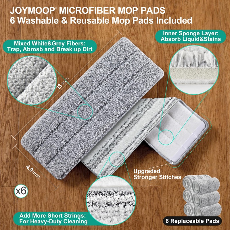 JOYMOOP Mop and Bucket Set with Wringer, Flat Mops for
