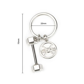 Tranbath Stainless Steel Keyring with Dumbbell Pendant, Gifts for Women, Birthday Gift for Good Friend, Small Gifts, Great Gift for Sports, Ideal for Birthdays and Travel, Silver1
