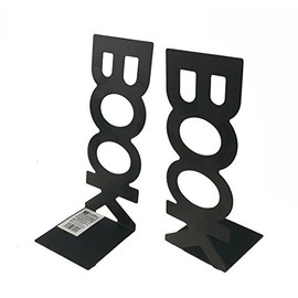 Unigift A Pair of Lengthways Book Pattern Metal Book Ends Bookends Book Organizer Holder for Home Office Study Decor(Black)