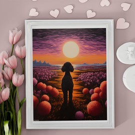 XTXGERL Paint by Numbers, Poodle's Evening Silhouette, 16x20 Inch Drawing with Brushes Winter Home Decor Christmas Gifts (Without Frame)
