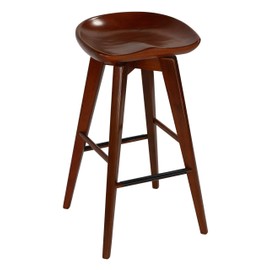 Cortesi Home Tiwi Backless Swivel Barstool in Solid Wood, 29" Walnut
