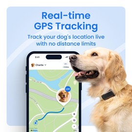 Tractive Smart Dog GPS Tracker | Live Pet Tracker with Virtual Fence | Vital Signs Monitoring of Heart & Respiratory Rate | Bark Monitoring | Dog Collar Attachment (Black)
